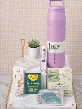 36oz Stanley Lavender IceFlow & bonus beauty bundle